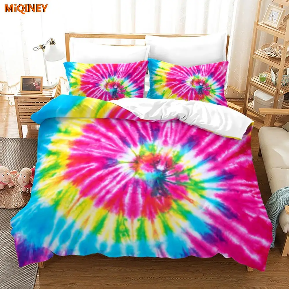 

Комплект постельного белья MiQINEY Tie dye, односпальный, двуспальный, полноразмерный, Королевский, звездный, цветной, Комплект постельного белья,...