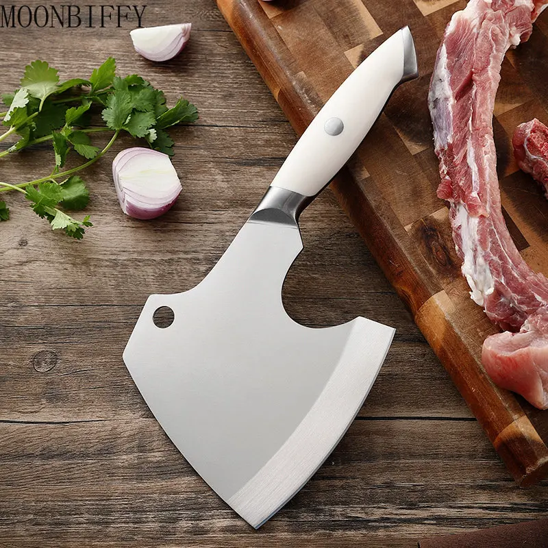 

Нож ручной работы из утолщенной стали для измельчения костей тяжелый из нержавеющей стали кухонный специальный топор для мясника нож для и...