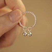 retro cute original handmade small ball bell adjustable rings for women circle minimalist tail ring trend jewelry gift