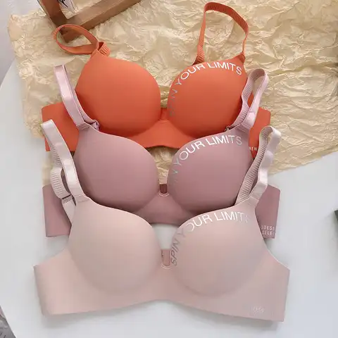 Fashion Women Seamless Bra Sexy Push Up Bralette Underwear Wireless Female Lingerie Letter Pattern Bras Three Quarters