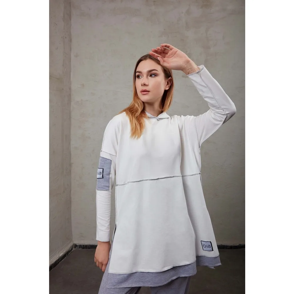 

Белый женский спортивный костюм Dorlie из хлопка с капюшоном