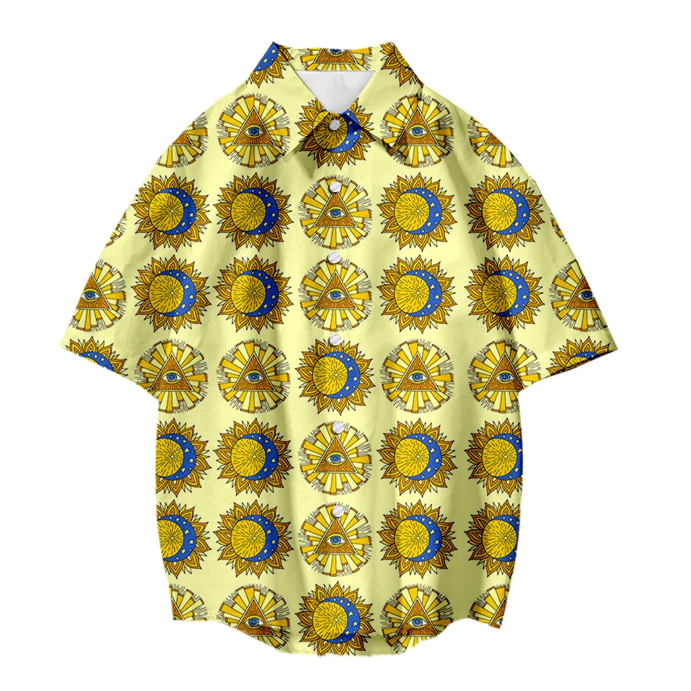 

New Tarot Elements Pattern Unisex Shirts Men's Beach Shirts Casual Street Style Tops 3D Printed Short-Sleeved Shirt