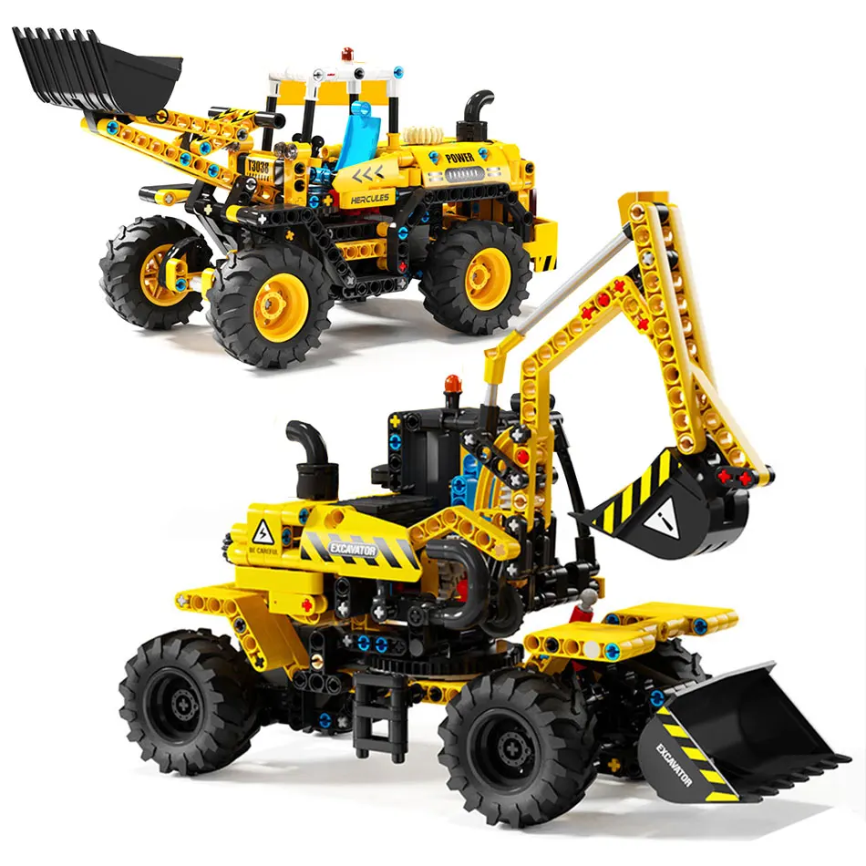 

City Engineering Series Excavator Building Blocks Pull Back Bulldozer Truck Car Bricks Construction Toys For Children