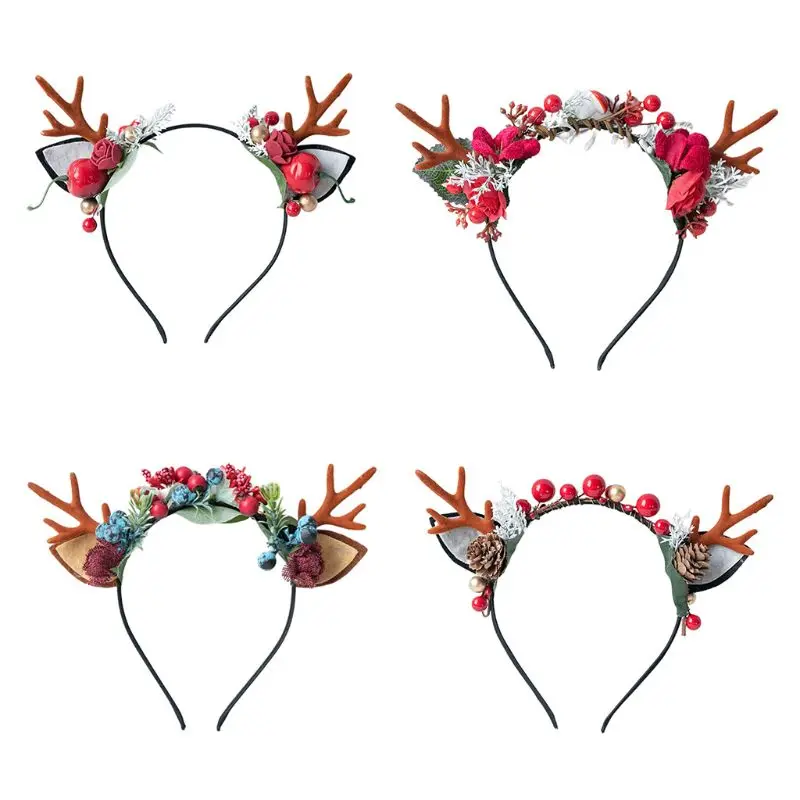 

67JE рождественские шпильки для волос с оленями и ушками из рога оленя, рождественские аксессуары для волос для детей и взрослых, подарок