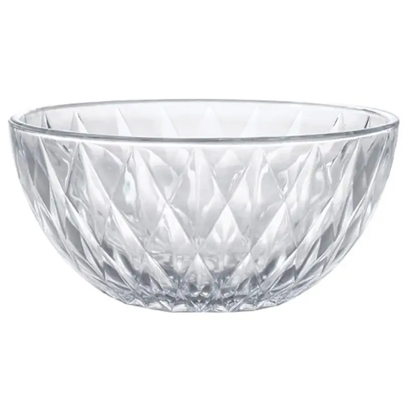 

1pc Fruit Salad Bowl Transparent Glass Acrylic Salad Plate Crystal Diamond Pattern Fruit Serving Bowl Acrylic Or Glass Materials