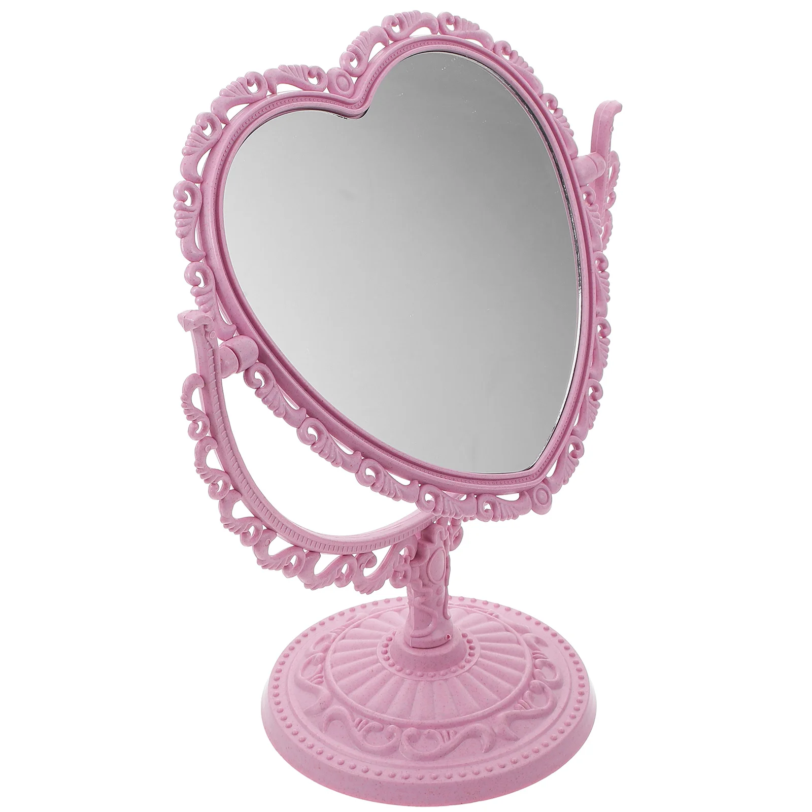 

Mirror Heart Makeup Decor Tabletop Vanity Vintage Dresser Room Stand Shaped Desk Desktop Table Bedroom Swivel Rotatable Sided