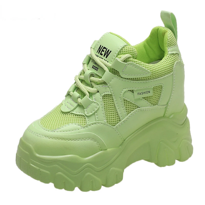 

Women Platform Sneakers 11cm Breathable Mesh Chunky Casual Shoes Sports Vulcanized Shoes Woman Colorful Female Sneakers A9-62