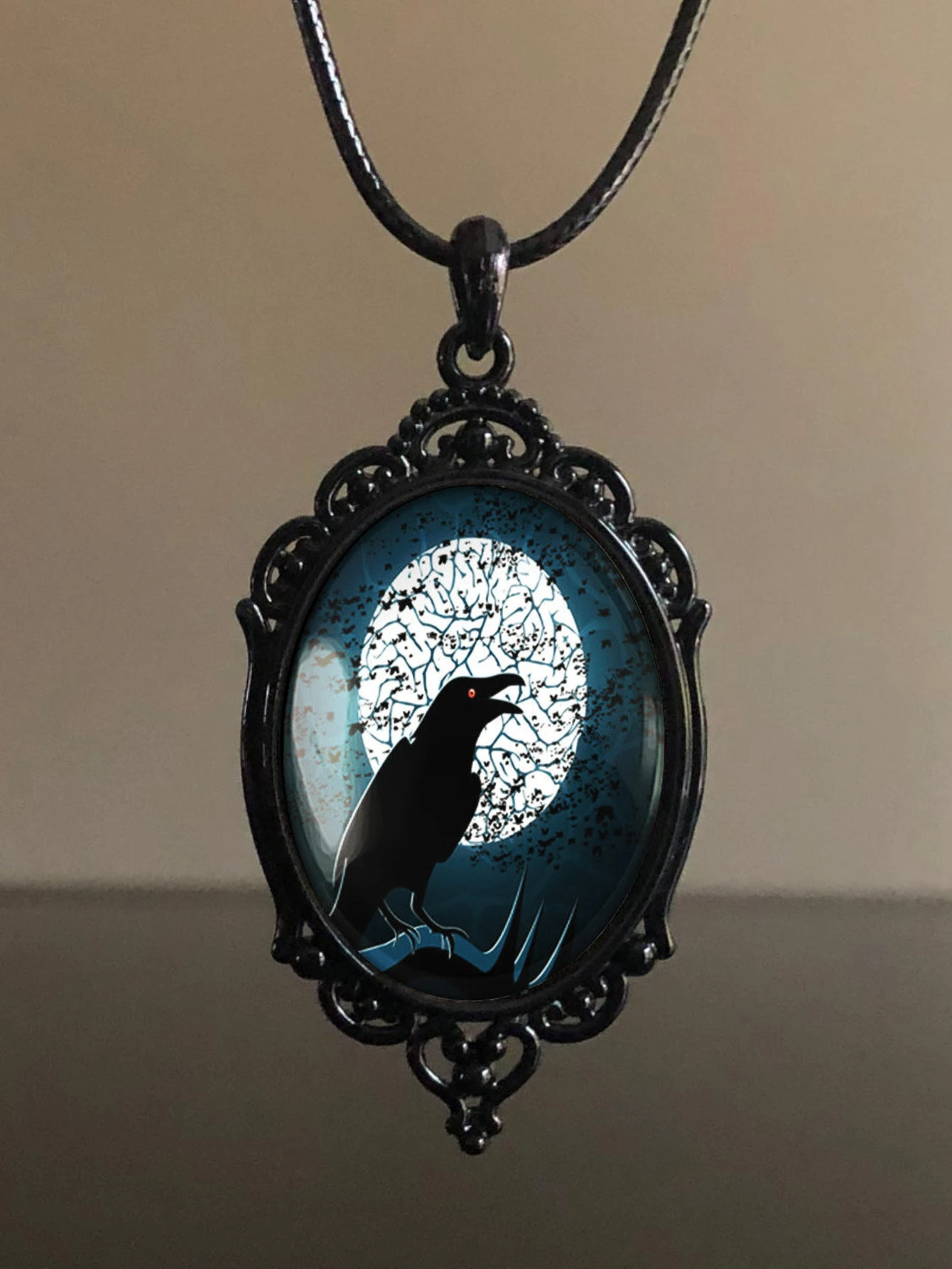 Ворон Nevermore Готическая ворона Хэллоуин ужас Ювелирные изделия стеклянная