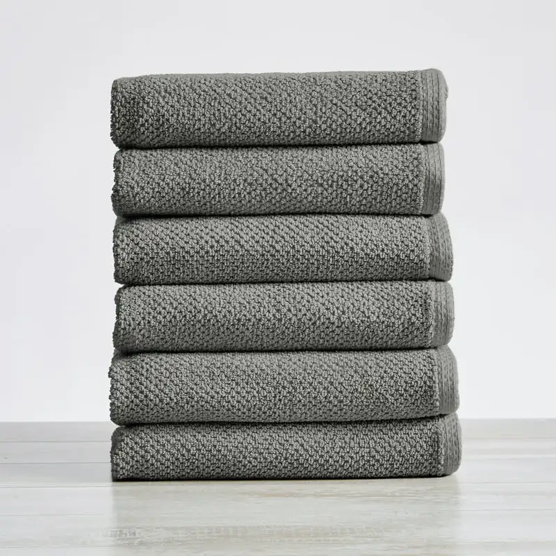 

Popcorn Textured Quick-Dry Towel Set (Hand Towel (6-Pack), Dark Grey)