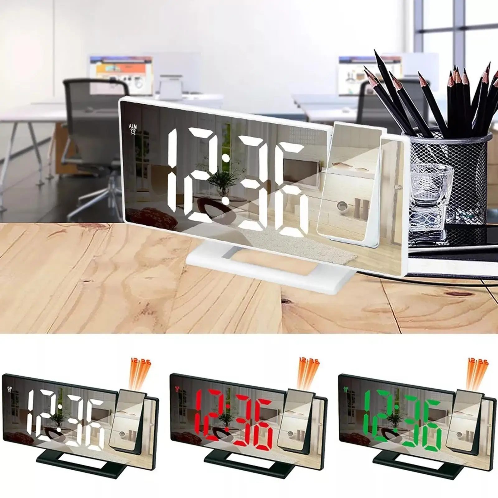 LED Digital Alarm Clock Projection Clock Ceiling Clock with 