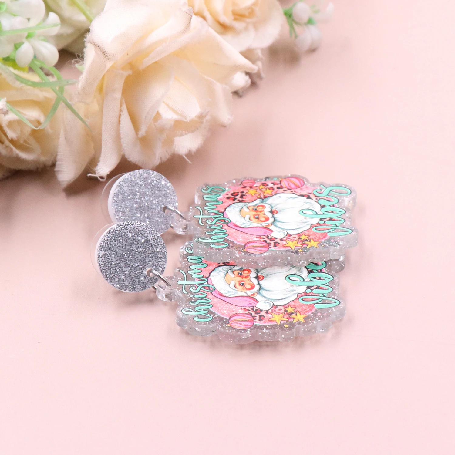 1 пара новый продукт CN Drop santa модные рождественские акриловые серьги ювелирные