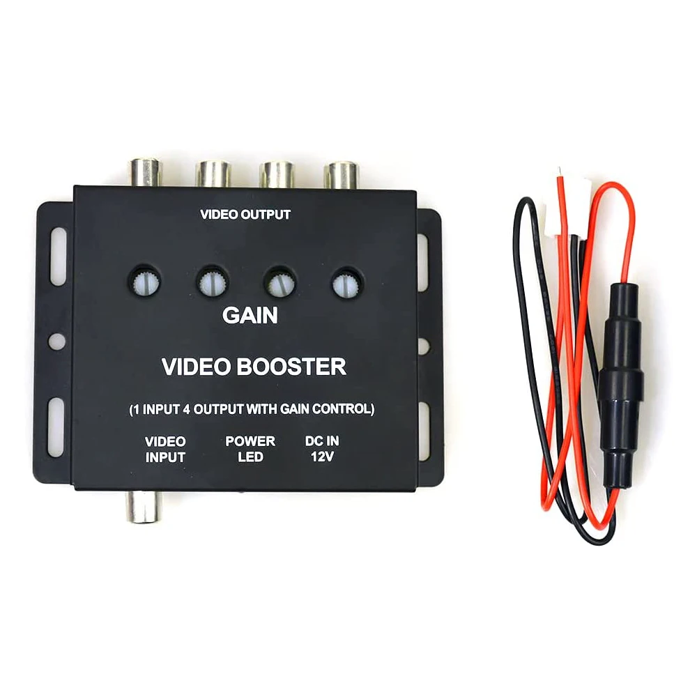 

Car Video Splitter,1 to 4 RCA AV Video Amplifier Splitter Booster for Car SUV Trucks LCD DVD Player