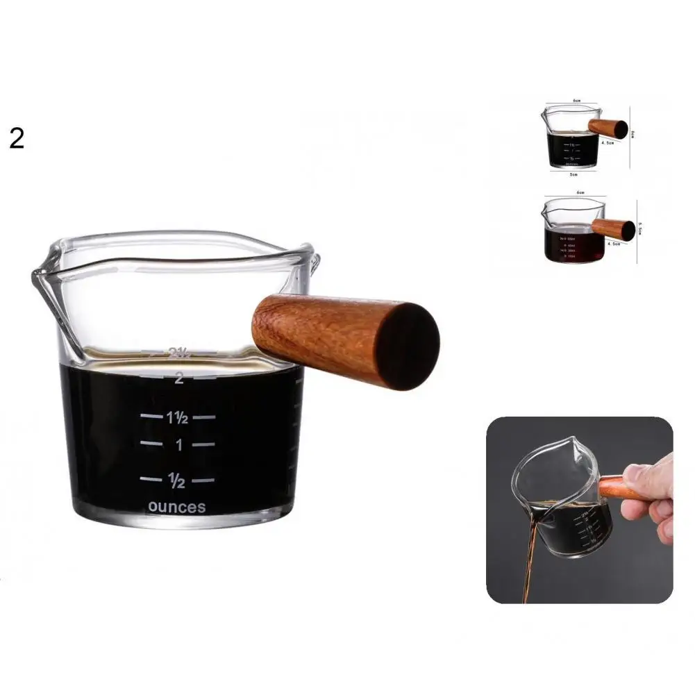 

Practical Coffee Mug Double Mouth Glass Transparent Milk Cup Sturdy Wooden Handle Cup Creative for Indoor