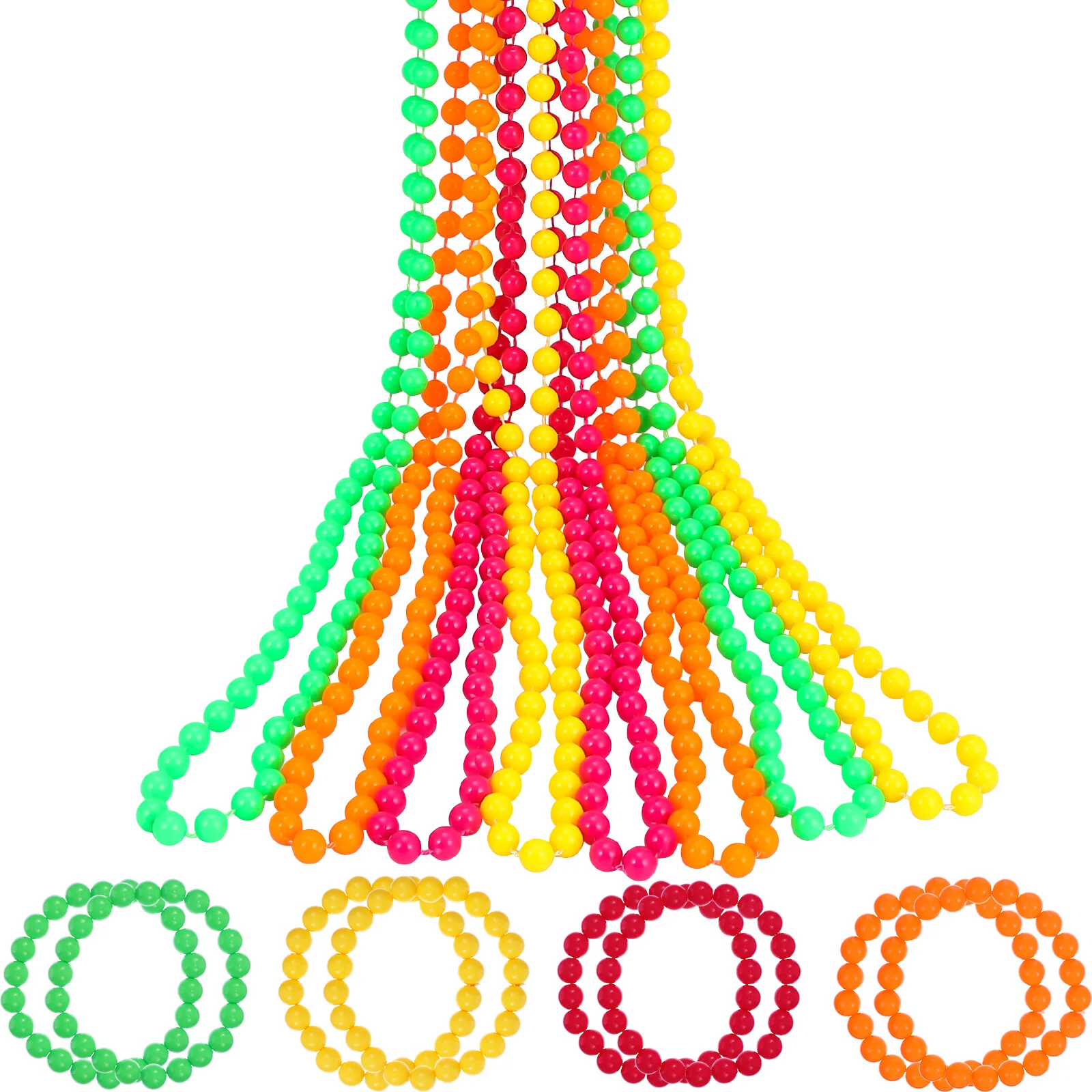 

16 Pcs Prom Jewelry Sets Neon Beads Necklaces Vintage Costume Accessories Chains Bracelets Party Women's