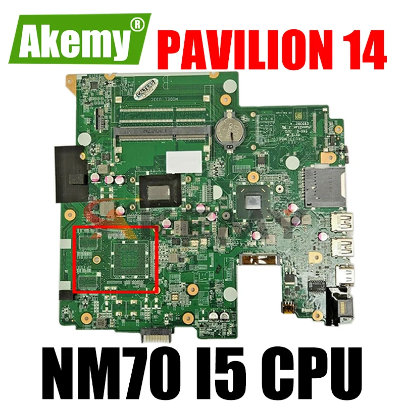 

Akemy 704989-001 DAU33CMB6C0 Laptop Motherboard for HP Pavilion 14 Series Motherboard NM70 CEL847 I5 CPU DDR3 Mainboard
