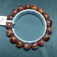 12mm natural cacoxenite auralite 23 purple red rutilated quartz bracelet clear round beads bangle women men aaaaaa