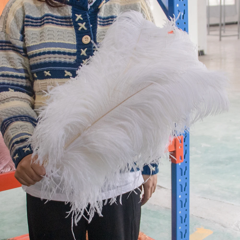 

50PCS Big Pole Ostrich Feather White 40-65CM Carnival Plumes Wedding Party Table Centerpieces Decoration Accessories