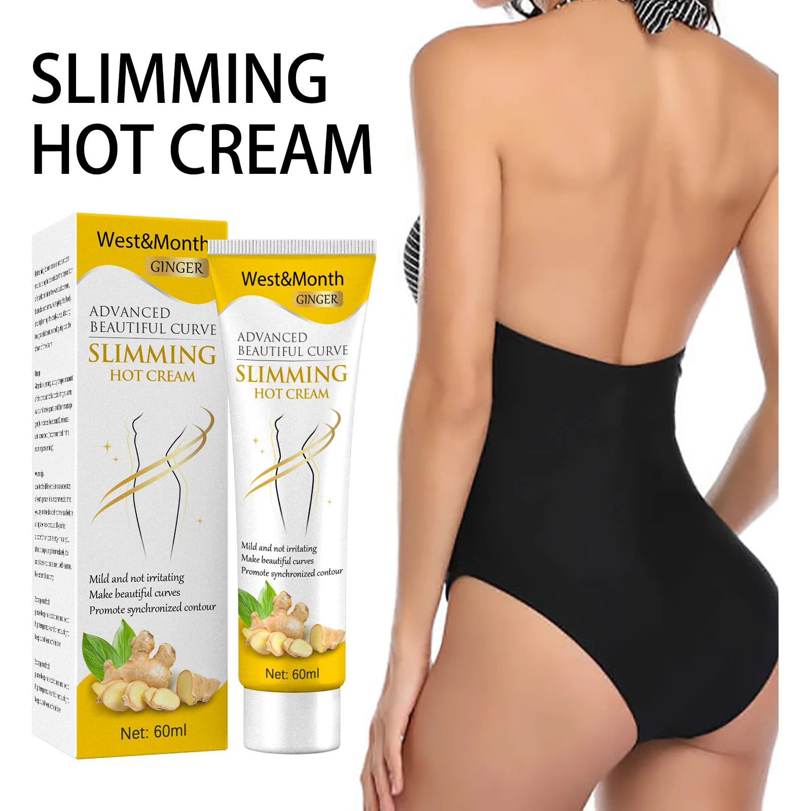 60ml Ginger Slimming Body Sculpting Cream Body Sculpting and Firming Massage Cream Remove Belly Thigh Muscles Tighten and Slim