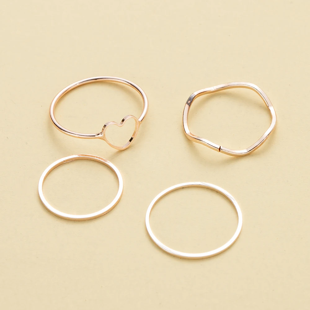 

Hip Hoop Rock Metal Heart Circular Punk Rings Set Opening Index Finger Accessories Buckle Joint Tail Ring for Women Jewelry