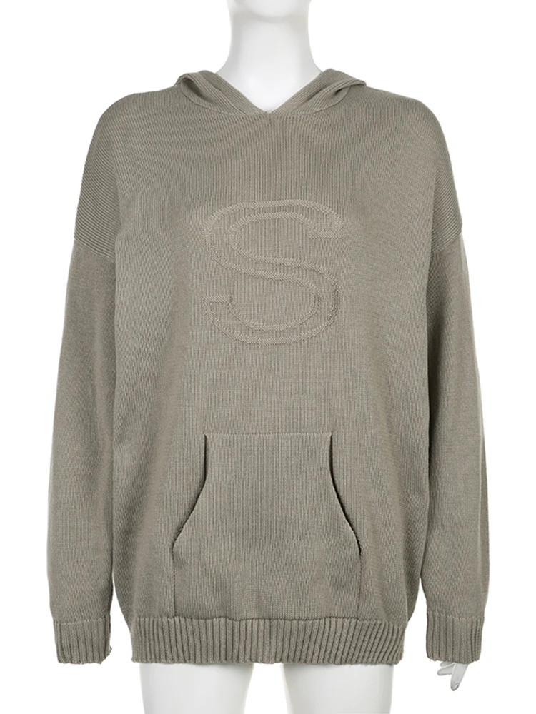 IAMSURE Женская толстовка с капюшоном длинными рукавами и буквенным узором