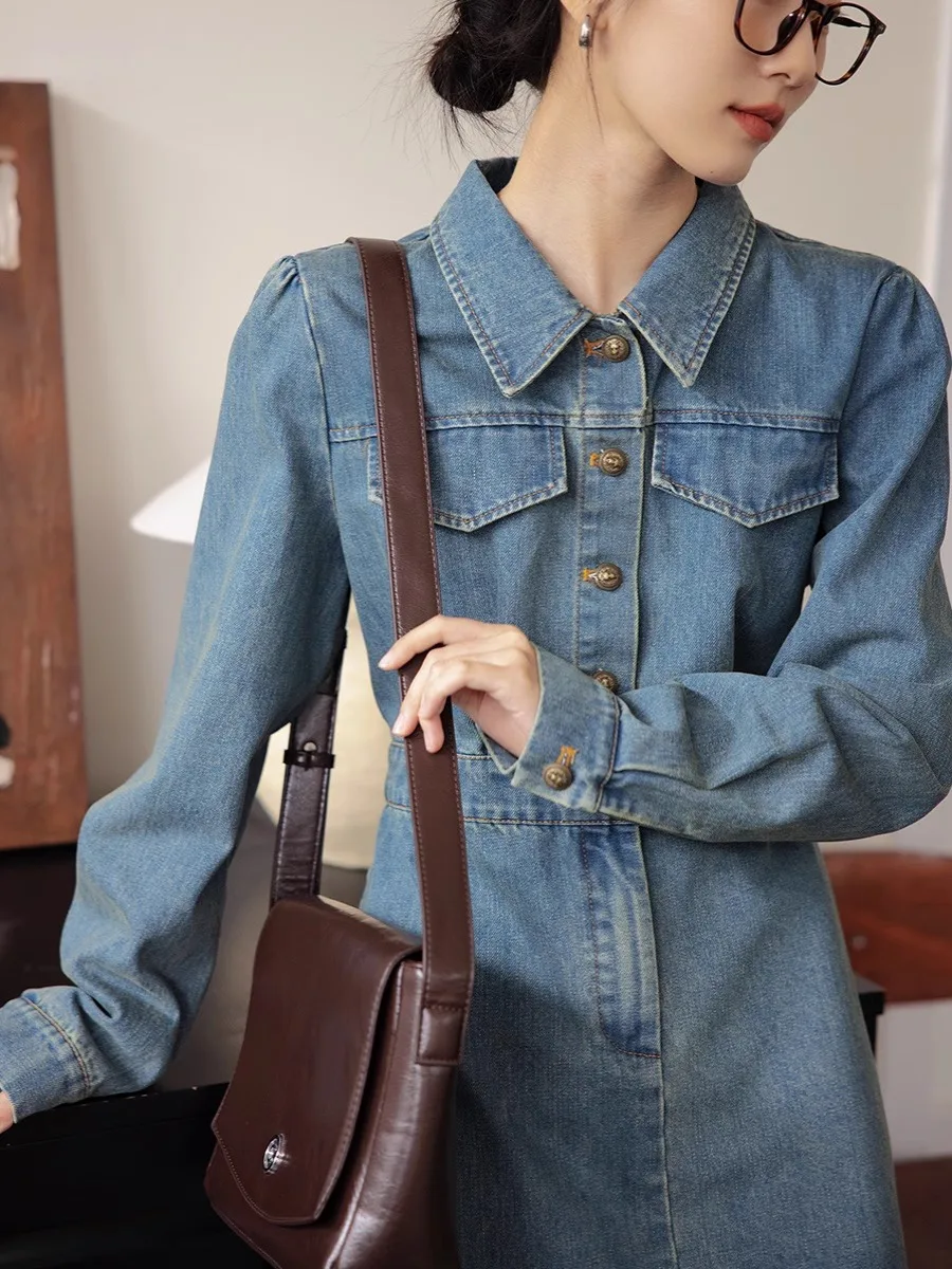 Джинсовая юбка рыбий хвост женская осень 2023 новинка во французском стиле