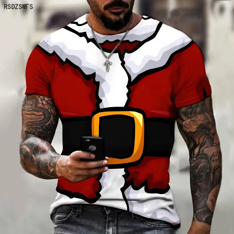 Рождественская Карнавальная новая брендовая мужская футболка 3D печать костюм