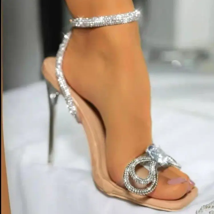 

Сандалии-гладиаторы женские прозрачные, босоножки на высоком каблуке, пикантные вечерние туфли-лодочки, размеры 42, на лето