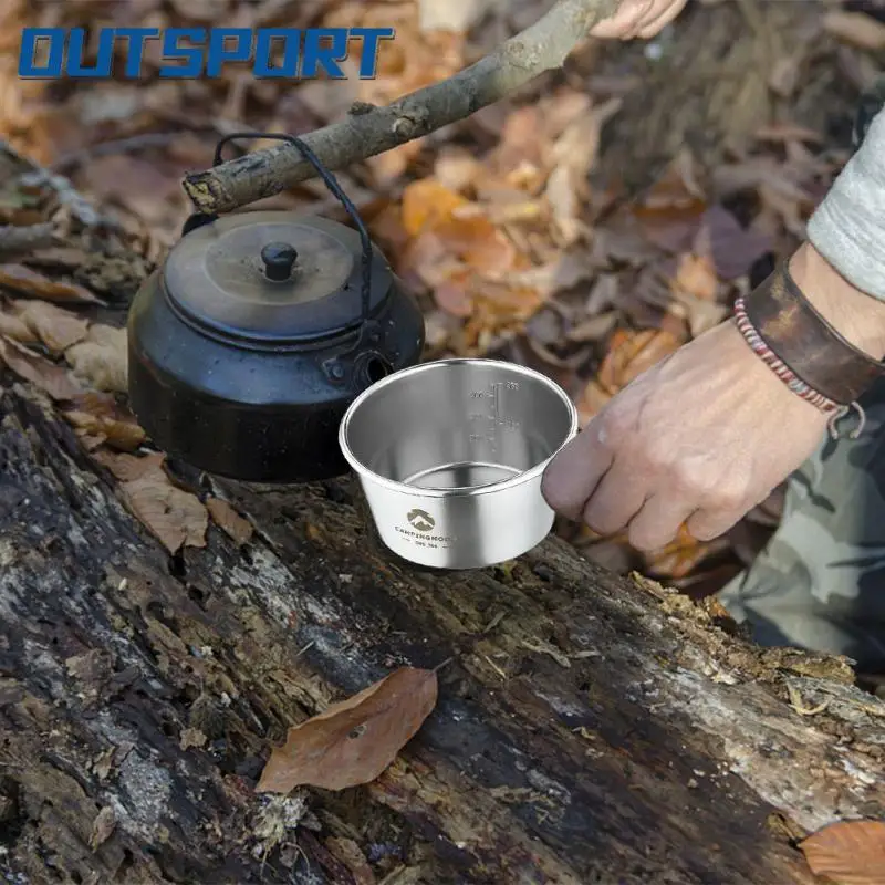 

Hiking Travel Picnic Outdoor Folding Bowl 450ml 304 Stainless Steel Camping Bowl Barbecue Mountaineering Water Cup Mini Pan Cup