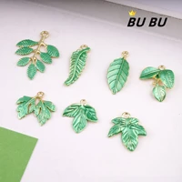10pcs pastoral style green leaf pendant simple retro diy hair accessories earring pendant production material high quality metal