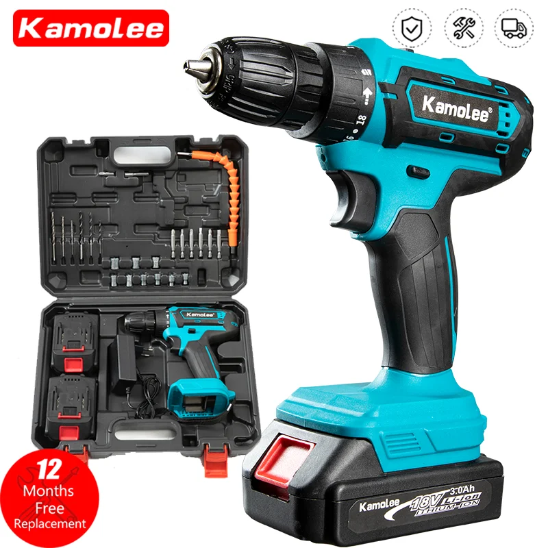 Kamolee 10 мм шлифованная Беспроводная электрическая Ударная дрель, электрическая отвертка, домашние электроинструменты «сделай сам» для Makita, батарея 18 в