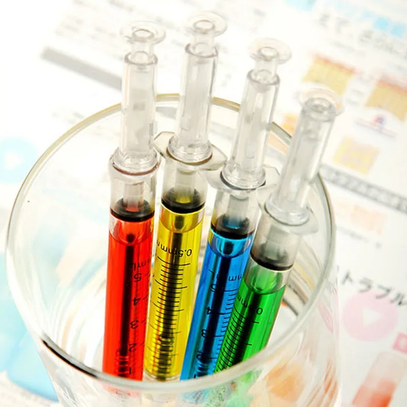 Injection Type Ball Point Pen Doctor Nurse Gift Liquid Color Red Blue Transmission Syringe Pens