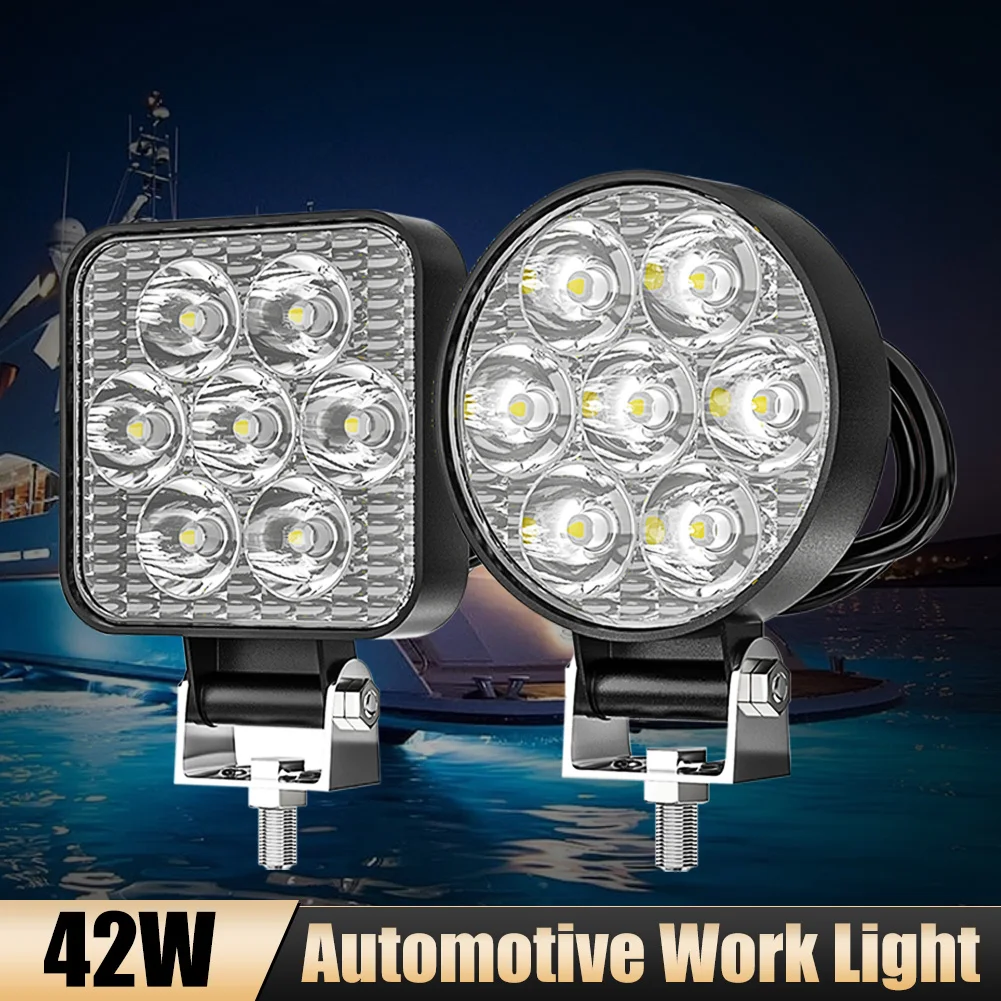 

2/4pcs 7LED Car LED Work Light 2.5" LED Pod 42W 9-80V Spot Light Driving Fog Light for Off-Road SUV Truck