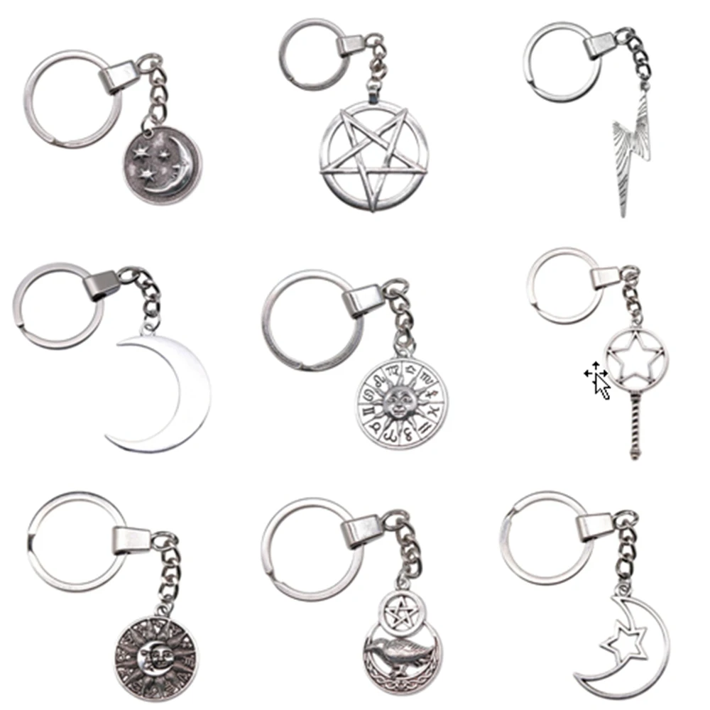 

1 шт. вечерние цепочка для ключей с подвеской в виде солнца, Луны, пентаграммы