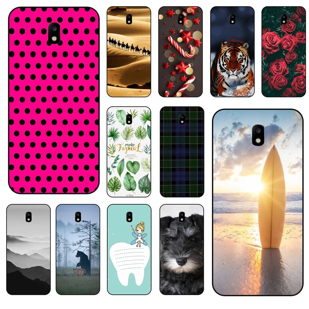 Чехол с изображением розы для Galaxy J5 2017, черный мягкий черный чехол для телефона, Модный чехол с 3D изображением для Samsung Galaxy J5