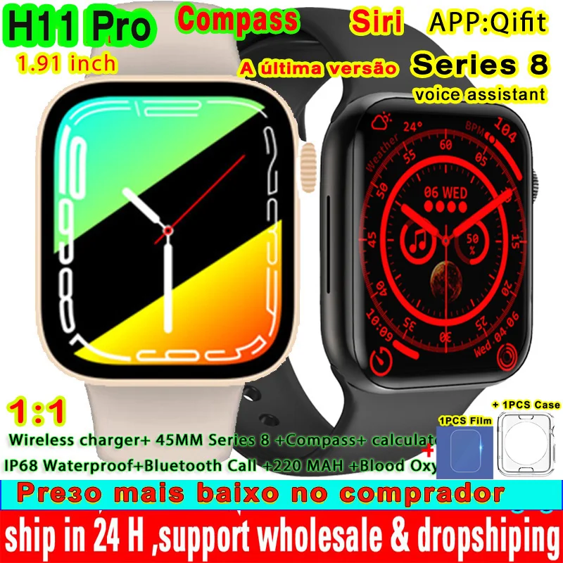 

Оригинальные Смарт-часы H11 Pro 1:1 Series 8 с компасом, беспроводные Bluetooth-часы с функцией звонков, GPS, пульсометром, Смарт-часы Siri с голосовым помощником и ии
