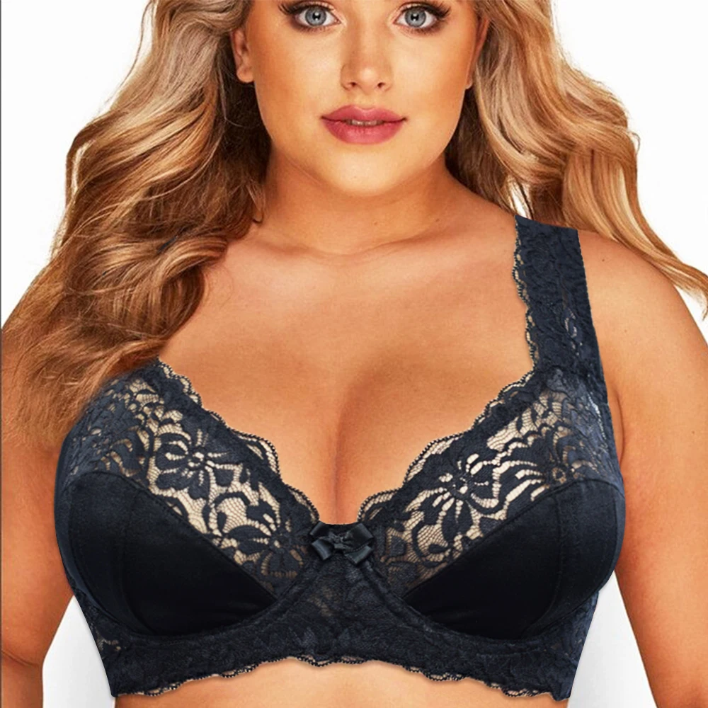 Womens Sexy Minimizer Bra Plus Size Floral Lace Bras Non Padded Full Figure Reducer Beauty Underwire Brassiere E F G H I Cup