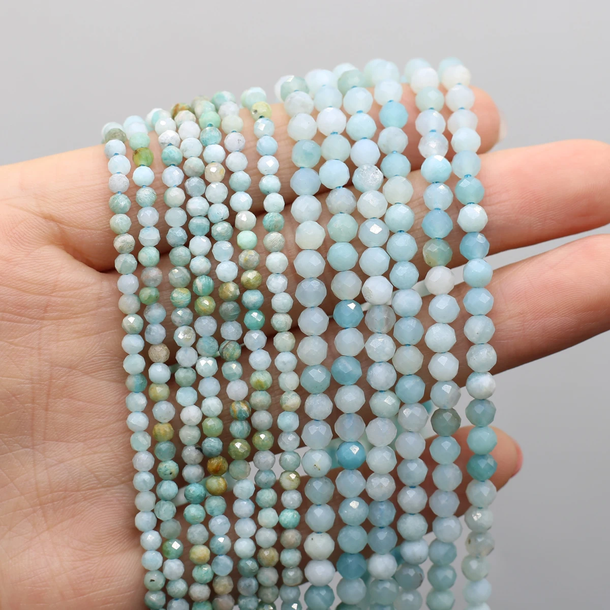 Граненые бусины из натурального амазонита круглые камня незакрепленные для