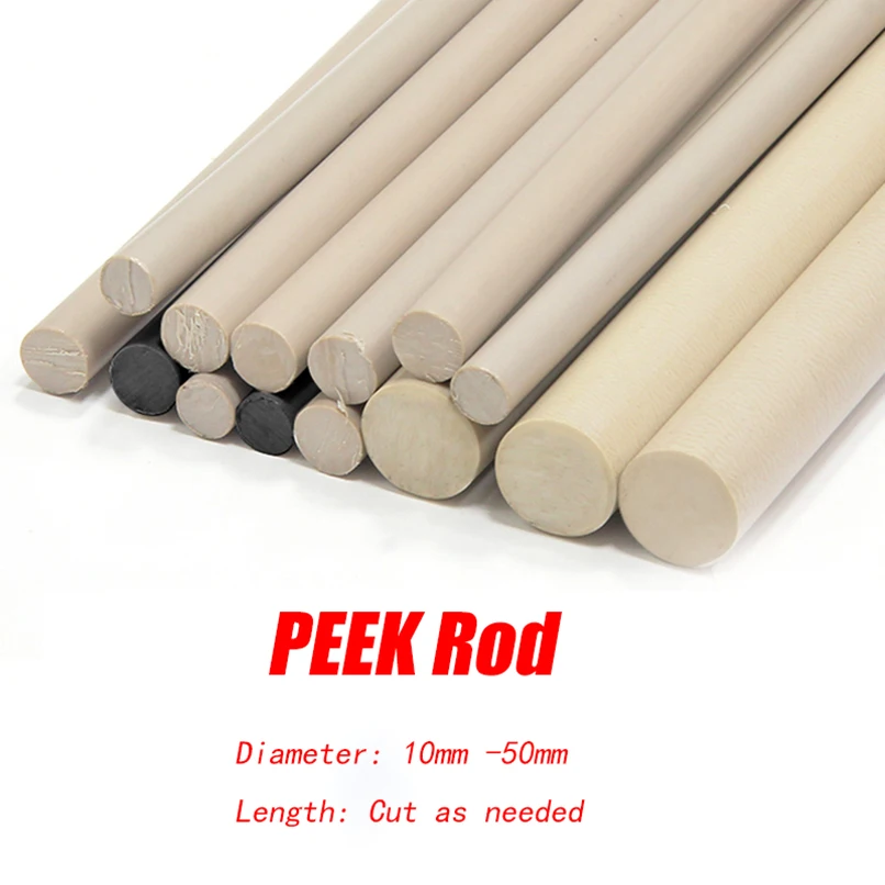

Длина 100 мм, 200 мм, 300 мм, 400 мм, 500 мм Круглый стержень PEEK, круглый стержень из полиэстера etherk etone с ЧПУ, диаметр 10-50 мм