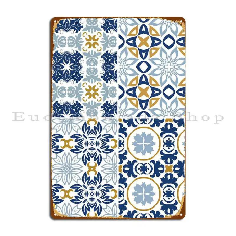 

Средиземноморская синяя плитка 70 металлический знак винтажная Настенная роспись паб дизайн паб персонализированный оловянный знак плакат