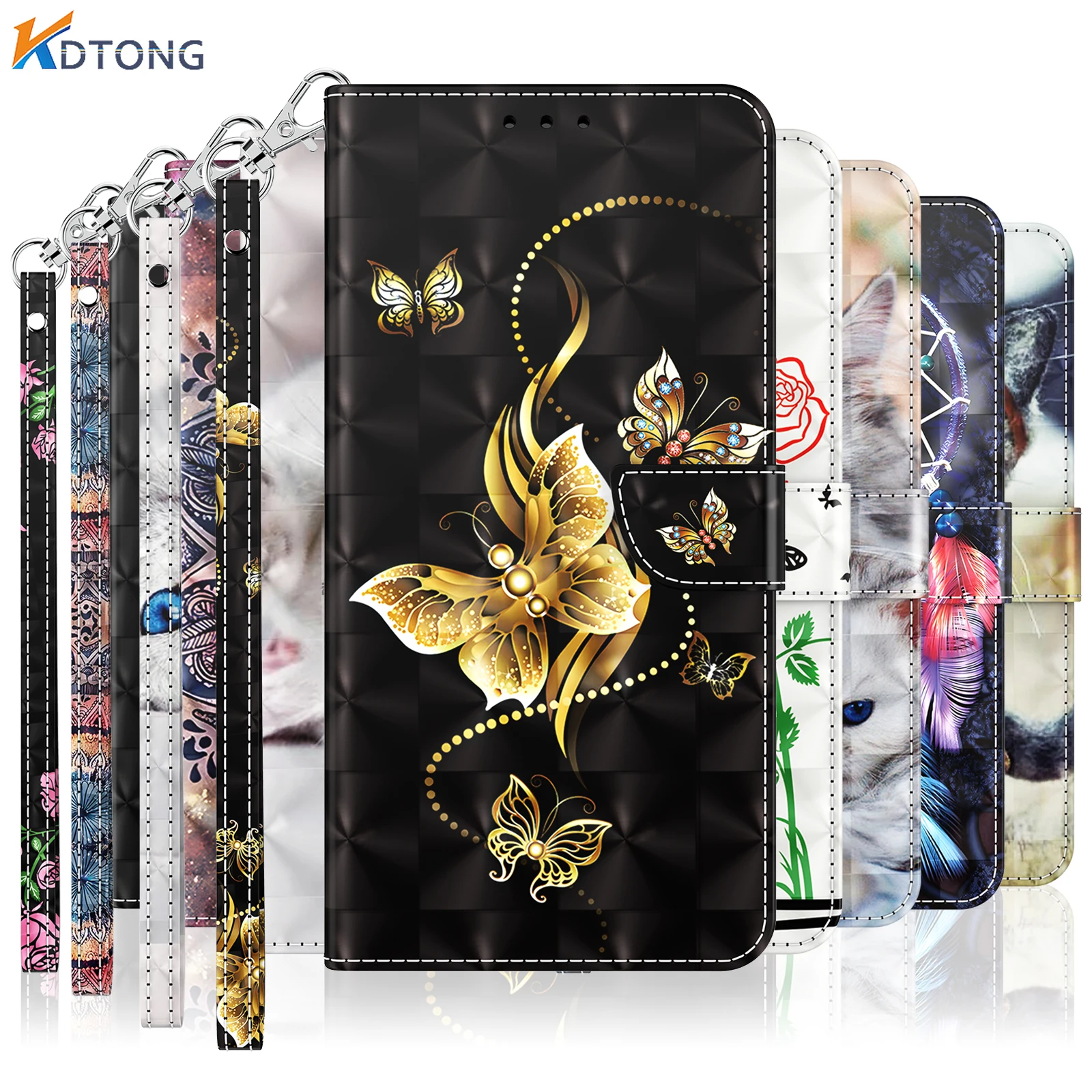 

Luxury Painted Leather Flip Phone Bags for Huawei P Smart P30 Lite Nova 4E Y6 Honor 20i 10i Play 8A Case Wallet Shockproof Cover