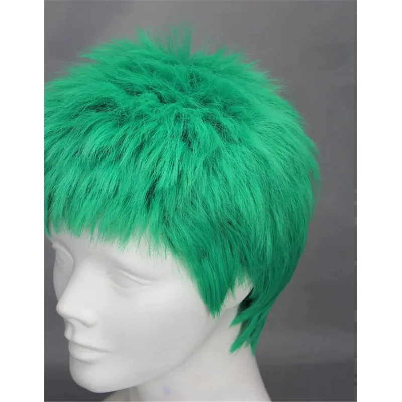 Парики Roronoa Zoro ONE PIECE короткие зеленые пушистые синтетические волосы OP