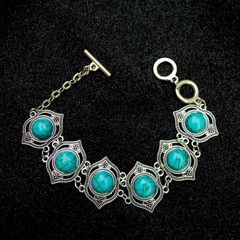 Бирюзовые Ювелирные наборы в национальном ретро стиле кулон серьги браслет