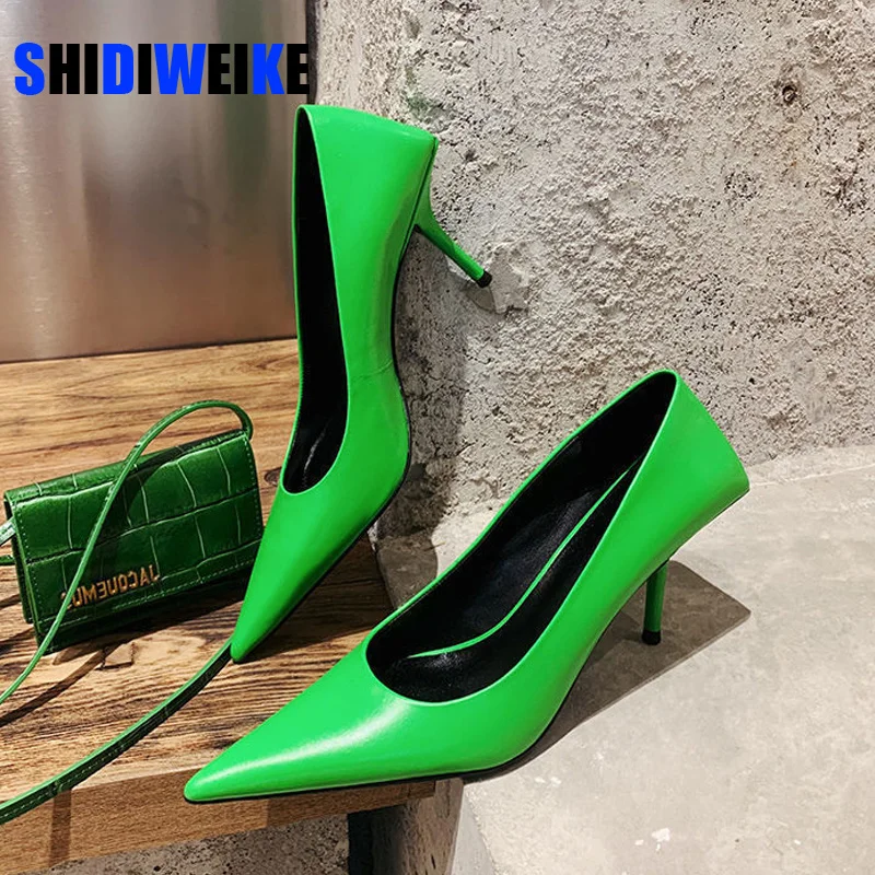 

Роскошные женские туфли-лодочки на высоком каблуке 8 см, офисные женские дизайнерские белые, зеленые, черные туфли-лодочки на шпильке для выпускного вечера, искусственная обувь AD601