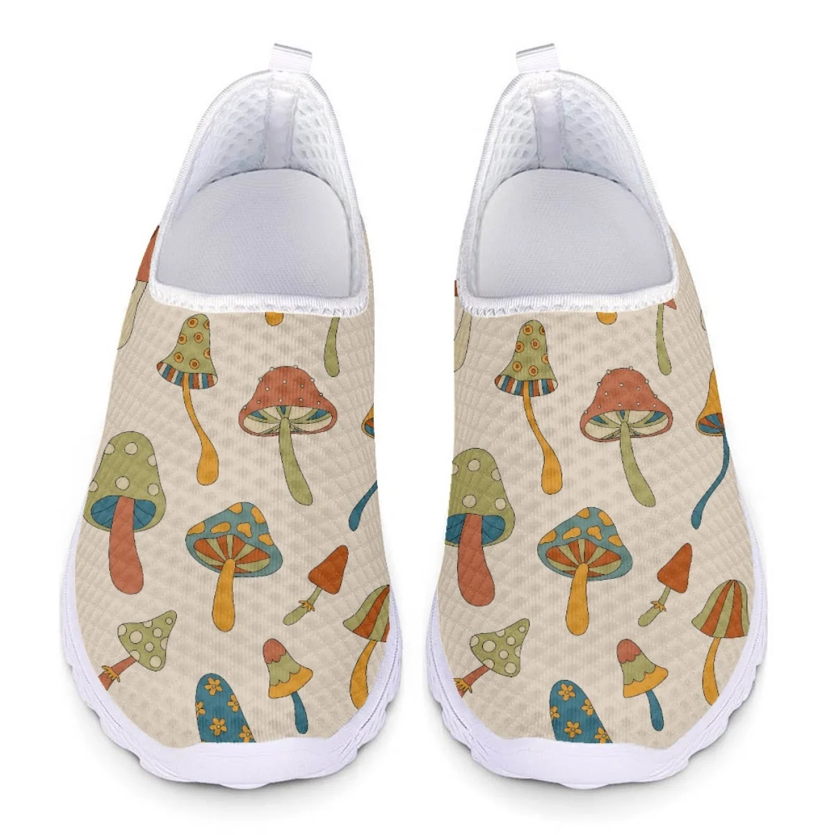 

Summer Fall New Women's Casual Shoes Forest Plant Mushroom Print Classic Slip-On Flat Shoes Outdoor Sports Breathable Mesh Shoes
