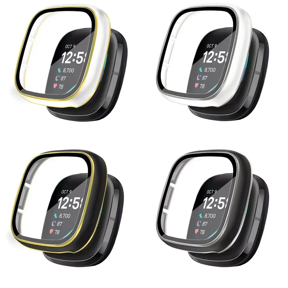 

TPU Full Screen Protector Cover Case For Fitbit Versa 3 Sense Smart Watch Bumper Shell Cases Dual Color Matching Protector Cover