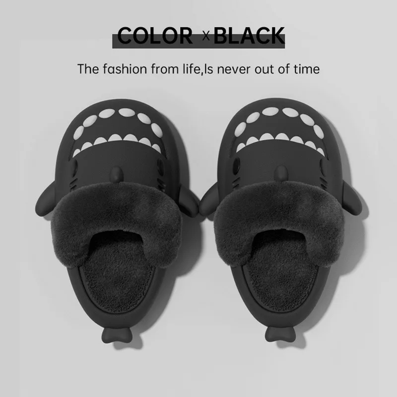 2023 Casual Winter Shoes for Women Couple Winter Warm Lovely Shark Slippers Anti-Skid Home Cute Flat Thick Bottom Mens Shoes
