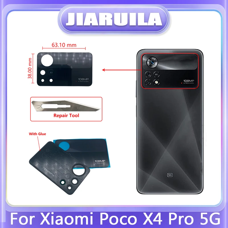 

1 Pcs Rear Back Camera Glass Lens For Xiaomi Poco X4 Pro 5G With Adhesive Back Rear Camera Glass Lens Replacement