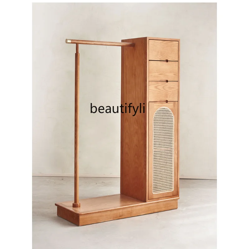 

Скандинавская вешалка для пальто и шляп из массива дерева, шкаф для спальни и дома, Многофункциональная вешалка, ротанговый шкафчик