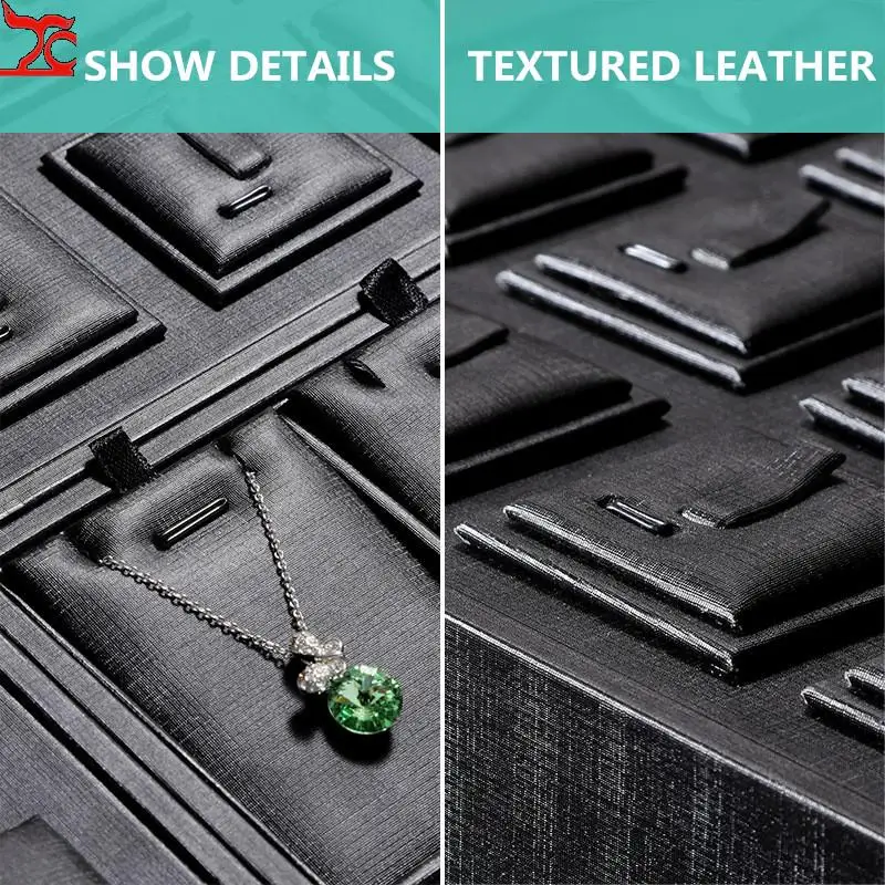 Superior Black Pu Leather Ring Jewelry Display Tray Insert Charm Pendant Earring Accessories Bracelet Storage Stand Holder Shelf