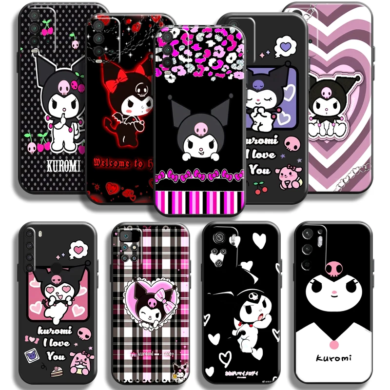 

Cute Cartoon Sanrio Kuromi Phone Case For Xiaomi Redmi Note 10 10S 9 9S 9T 5G 8 8T 7 Pro Redmi 10 9 9A 9T 9C 8 8A Soft Black